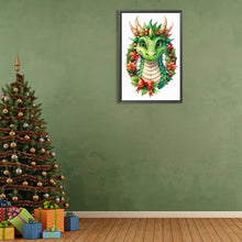 Load image into Gallery viewer, Diamond Painting - Full Round - Dinosaur poking out of festive garland (40*60CM)
