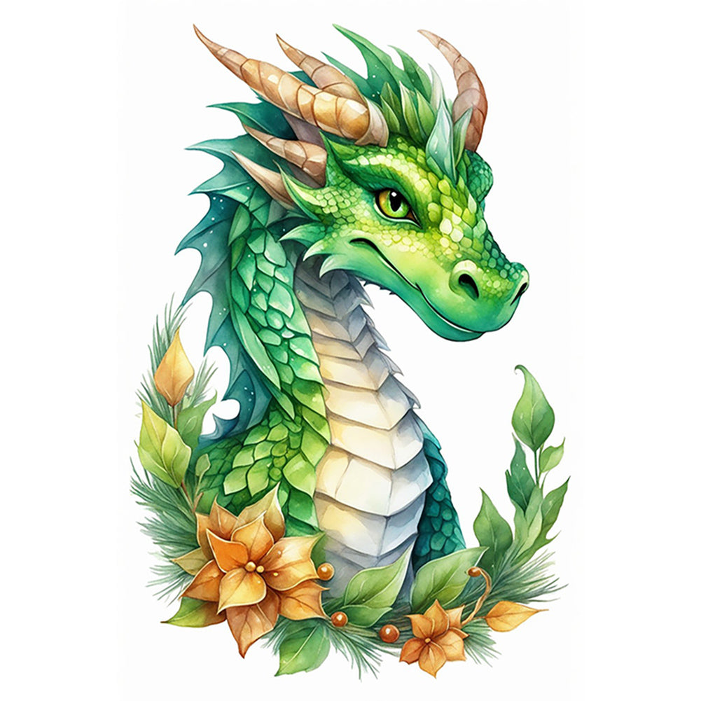 Diamond Painting - Full Round - Dinosaur on festive flower branch (40*60CM)