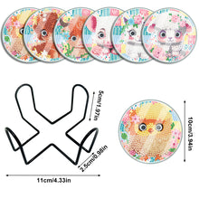 Load image into Gallery viewer, 6 PCS Acrylic Washable Diamond Painting Coasters Kits with Holder Waterproof Coaster (Cute Animal)
