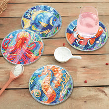 Load image into Gallery viewer, 6 PCS Acrylic Washable Diamond Painting Coasters Kits with Holder Waterproof Coaster (Sea Animal)
