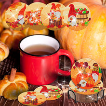 Load image into Gallery viewer, 8 PCS Acrylic Diamond Painting Coasters Kits with Holder (Pumpkin Gnome)
