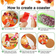 Load image into Gallery viewer, 8 PCS Acrylic Diamond Painting Coasters Kits with Holder (Pumpkin Gnome)
