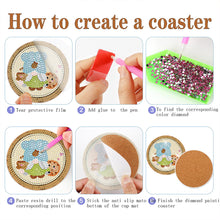 Load image into Gallery viewer, 8 PCS Acrylic Diamond Painting Coasters Kits with Holder (Coffee Bean Gnome)
