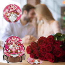 Load image into Gallery viewer, 8 PCS Acrylic Diamond Painting Coasters Kits with Holder (Valentines Day Gnome)
