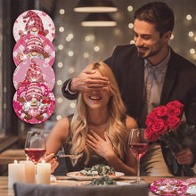 Load image into Gallery viewer, 8 PCS Acrylic Diamond Painting Coasters Kits with Holder (Valentines Day Gnome)
