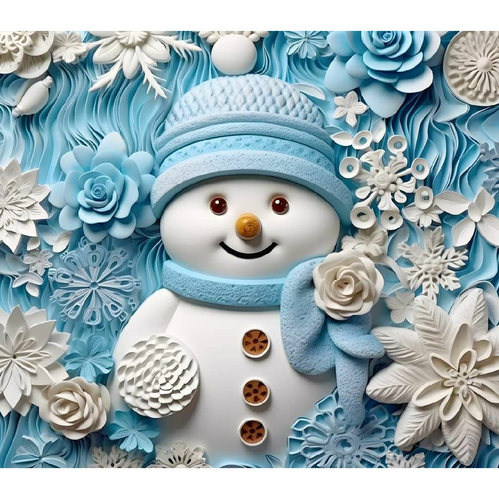 Diamond Painting - Full Round - 3D textured snowman (40*35CM)