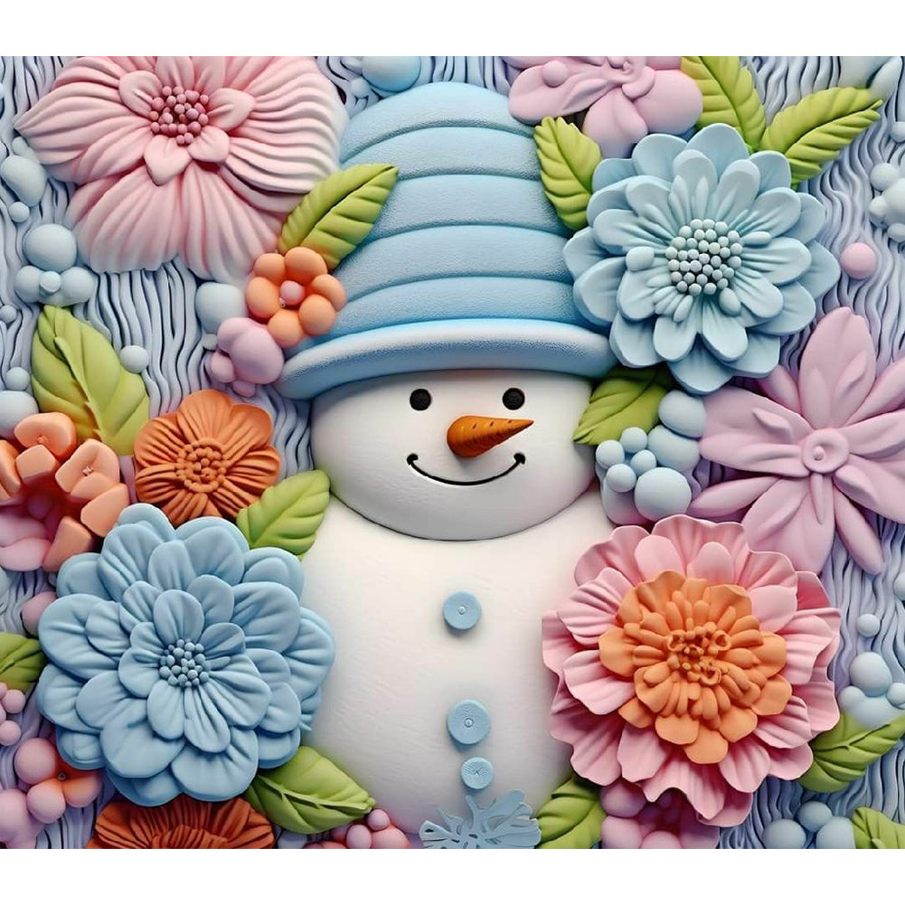 Diamond Painting - Full Round - 3D textured snowman (40*35CM)