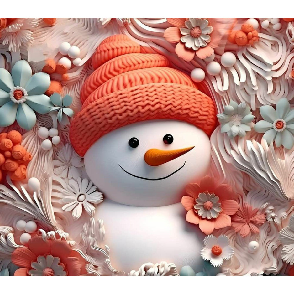 Diamond Painting - Full Round - 3D textured snowman (40*35CM)
