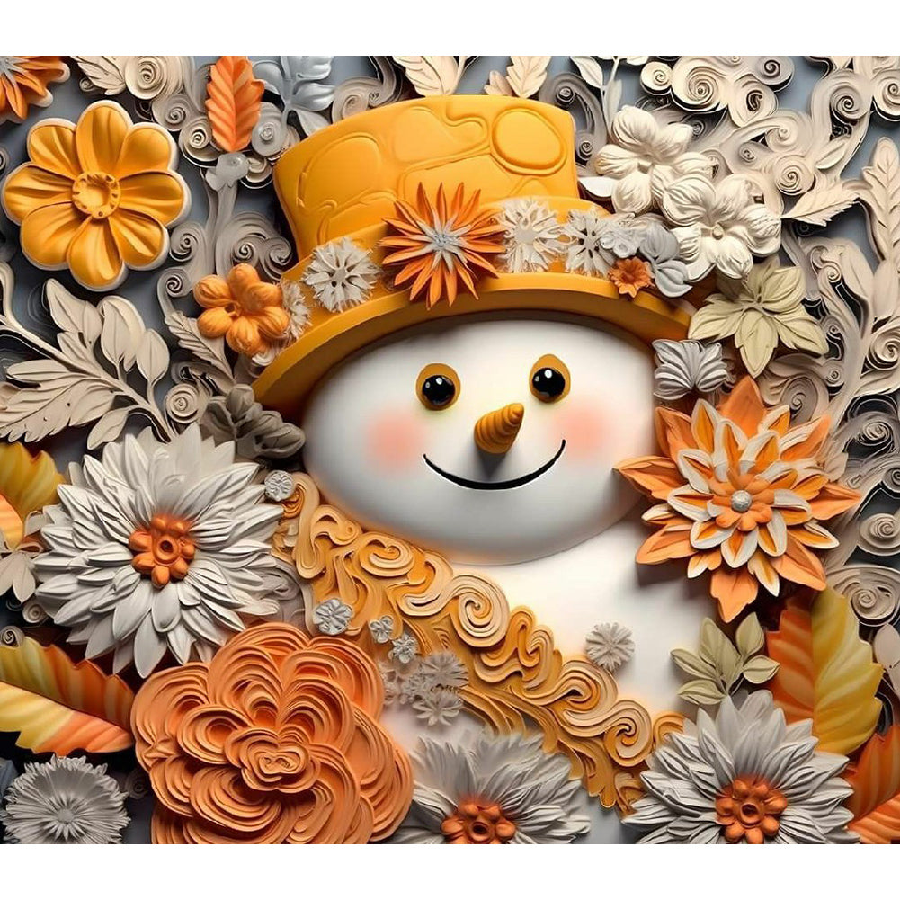 Diamond Painting - Full Round - 3D textured snowman (40*35CM)