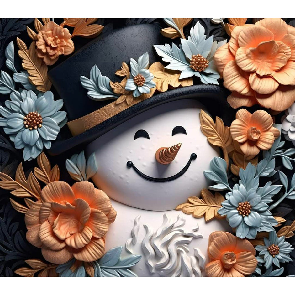 Diamond Painting - Full Round - 3D textured snowman (40*35CM)
