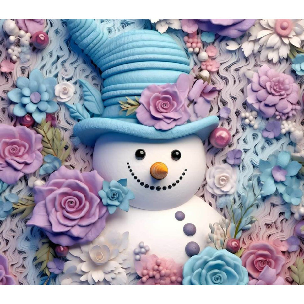 Diamond Painting - Full Round - 3D textured snowman (40*35CM)