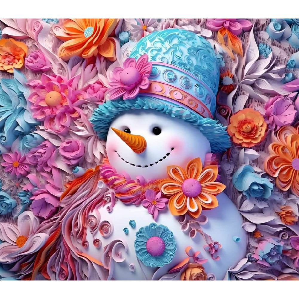 Diamond Painting - Full Round - 3D textured snowman (40*35CM)