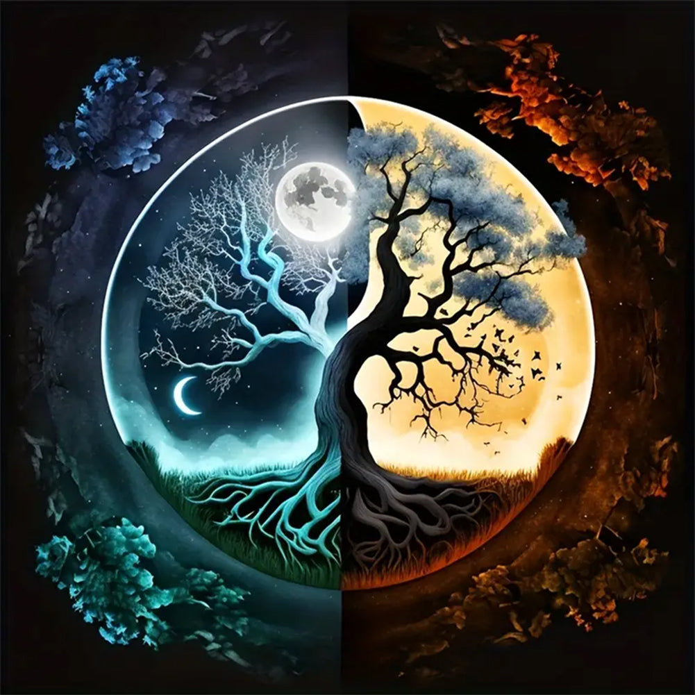 Diamond Painting - Full Round - sun moon yin yang tree of life (30*30CM)