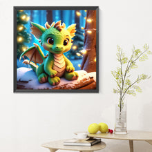 Load image into Gallery viewer, Diamond Painting - Full Round - Dragon sitting on the snow (30*30CM)
