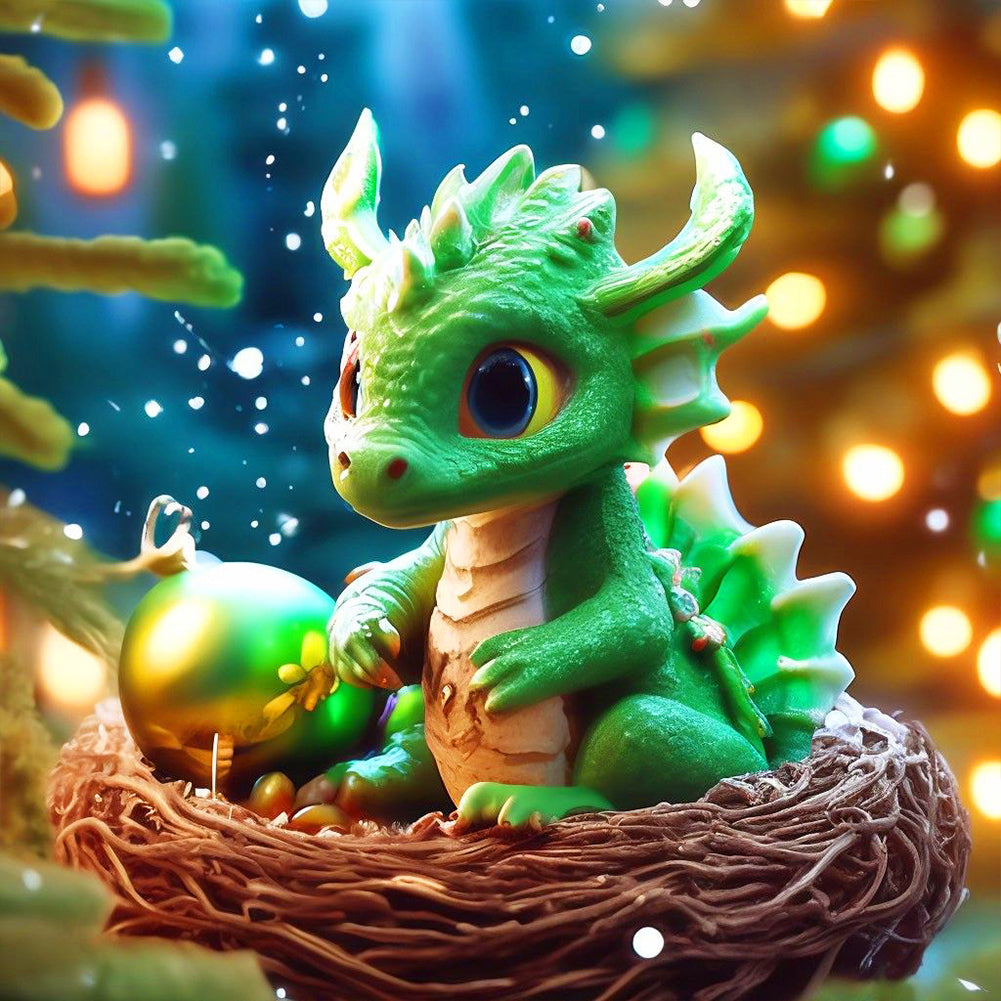 Diamond Painting - Full Round - dragon sitting in nest (30*30CM)
