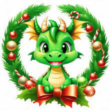 Load image into Gallery viewer, Diamond Painting - Full Round - dragon in garland (30*30CM)
