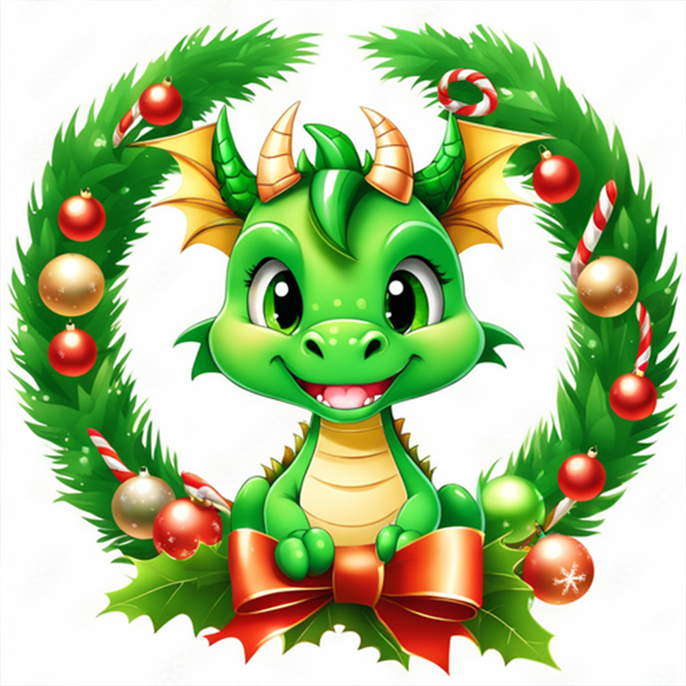 Diamond Painting - Full Round - dragon in garland (30*30CM)