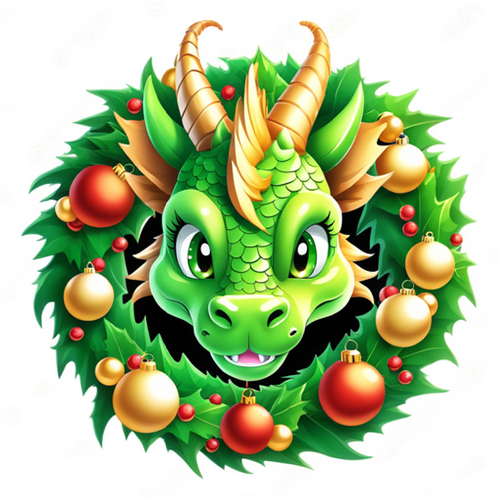 Diamond Painting - Full Round - dragon in wreath (30*30CM)
