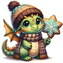 Load image into Gallery viewer, Diamond Painting - Full Round - Dragon holding Christmas cookies (30*30CM)
