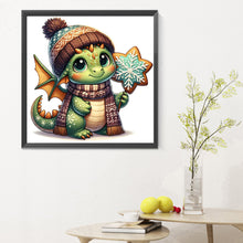 Load image into Gallery viewer, Diamond Painting - Full Round - Dragon holding Christmas cookies (30*30CM)
