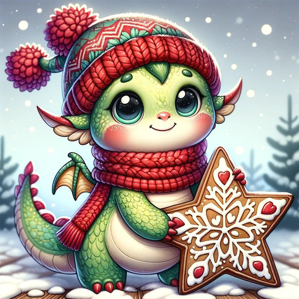 Diamond Painting - Full Round - Dragon on the snow (30*30CM)