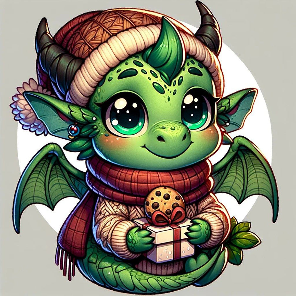 Diamond Painting - Full Round - dragon holding gift (30*30CM)
