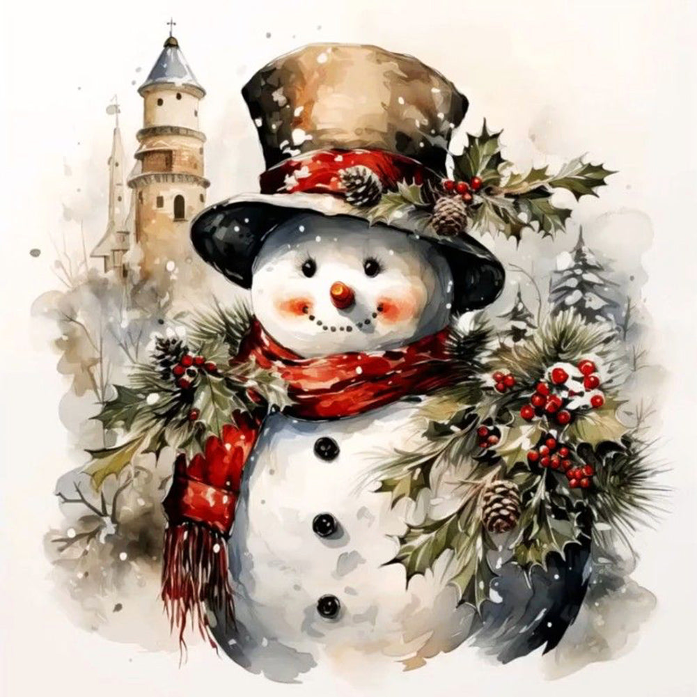 Diamond Painting - Full Round - Building snowman (30*30CM)