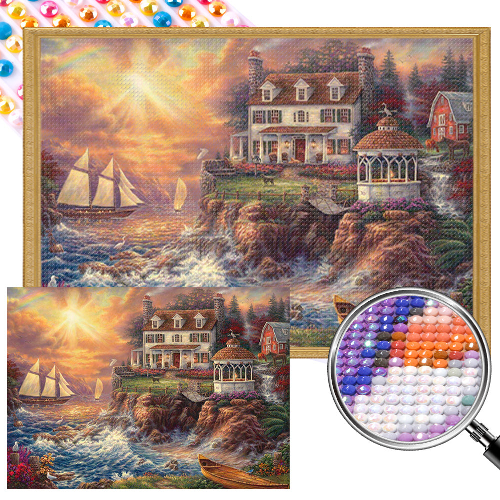 AB Diamond Painting - Full Round - seaside town (70*50CM)