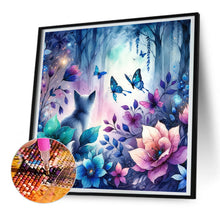 Load image into Gallery viewer, Diamond Painting - Full Round - Kitten and butterfly in the mysterious forest (30*30CM)

