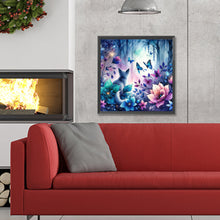 Load image into Gallery viewer, Diamond Painting - Full Round - Kitten and butterfly in the mysterious forest (30*30CM)
