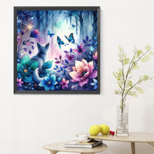 Load image into Gallery viewer, Diamond Painting - Full Round - Kitten and butterfly in the mysterious forest (30*30CM)
