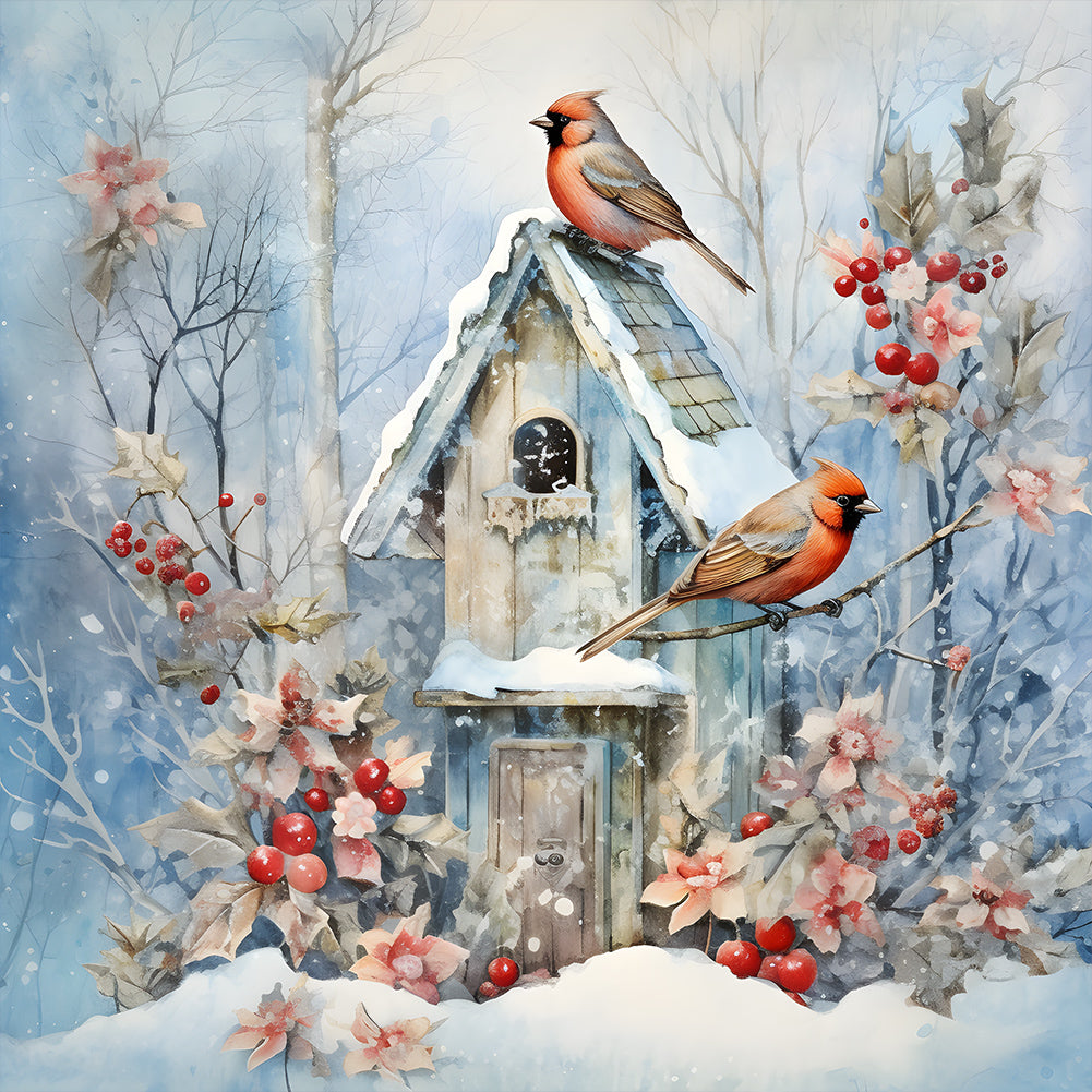 Diamond Painting - Full Round - winter snow bird (30*30CM)