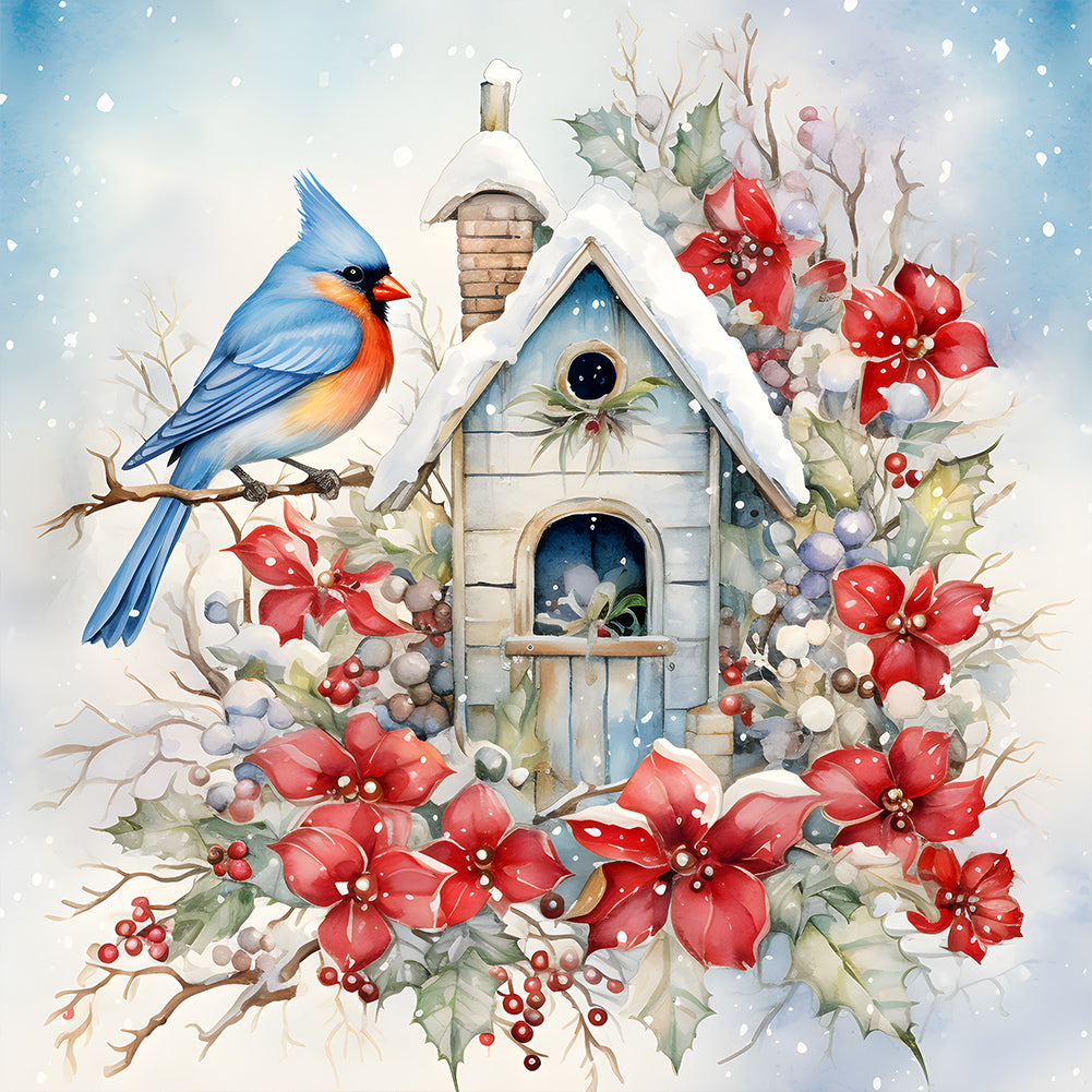 Diamond Painting - Full Round - winter snow bird (30*30CM)