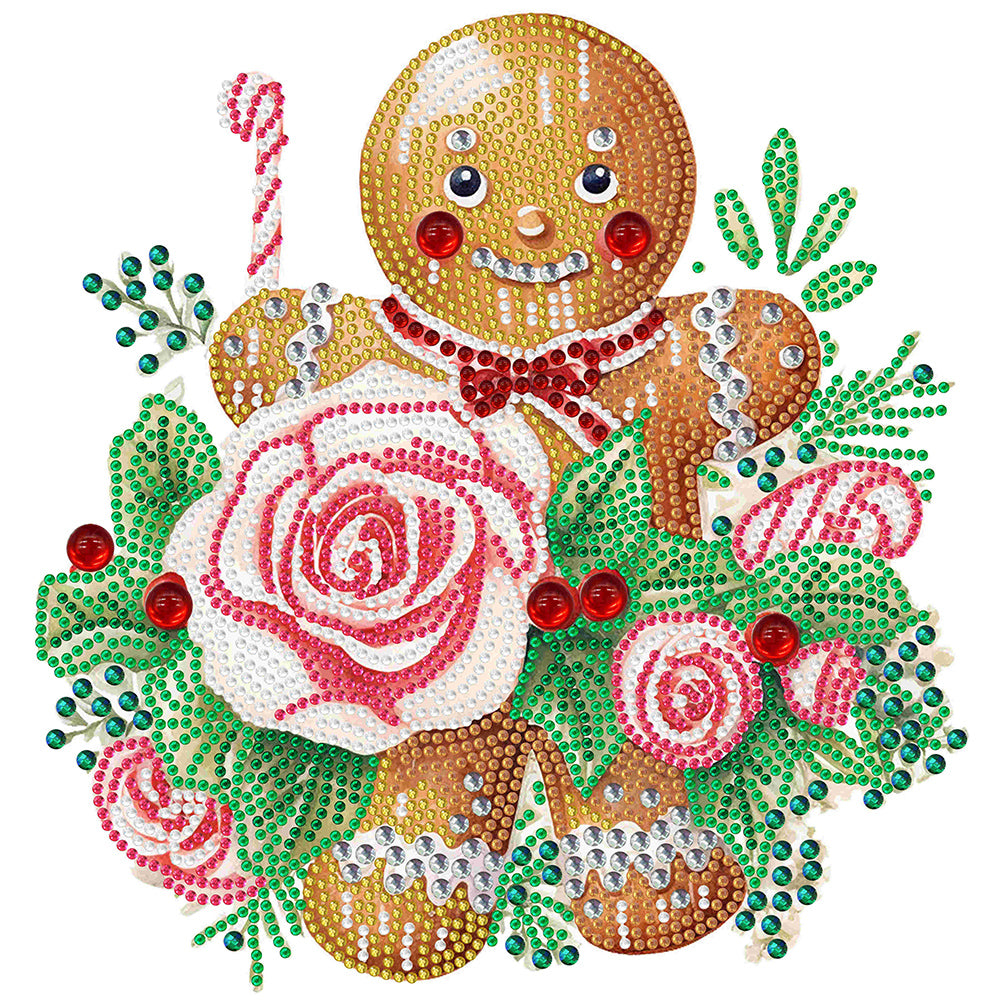 Diamond Painting - Partial Special Shaped - Christmas atmosphere cookie man (30*30CM)