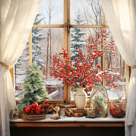 Diamond Painting - Full Round - winter window (30*30CM)