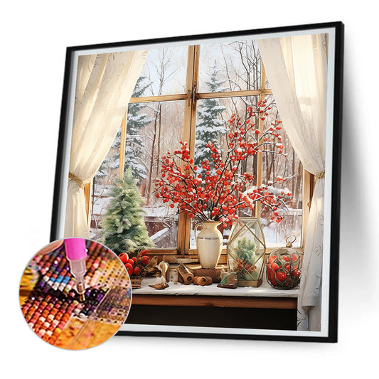 Diamond Painting - Full Round - winter window (30*30CM)