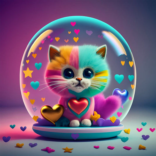 AB Diamond Painting - Full Round - Loving colorful cats (30*30CM)