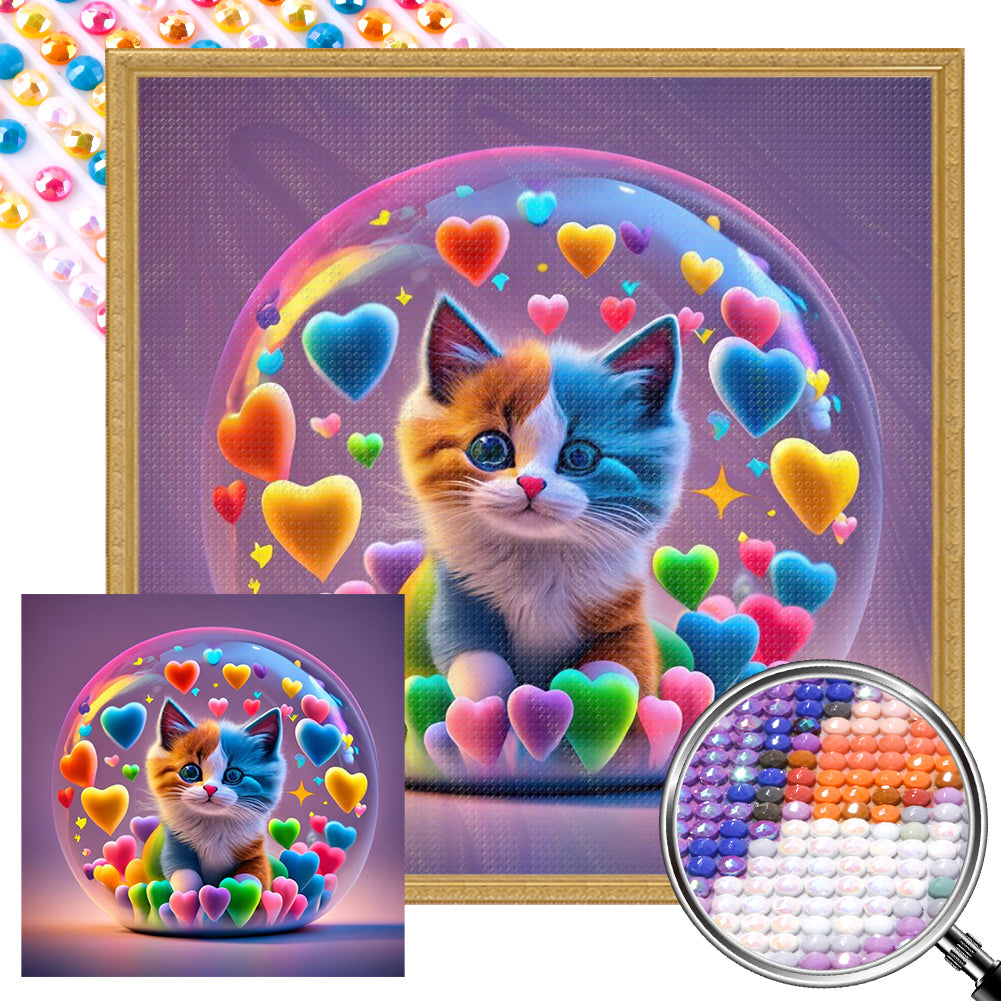 AB Diamond Painting - Full Round - Loving colorful cats (30*30CM)