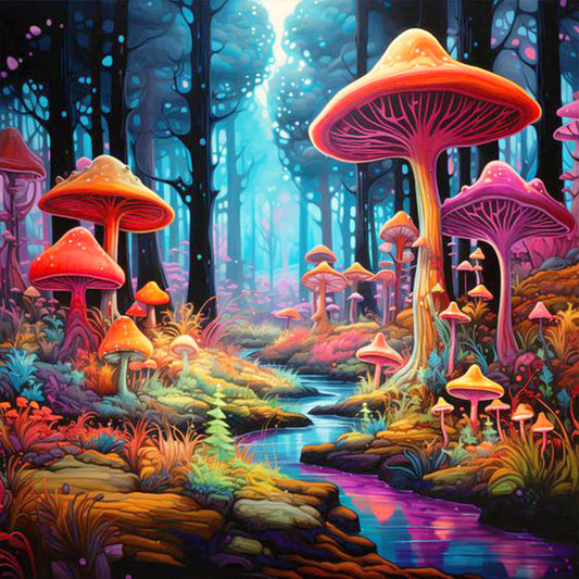 Diamond Painting - Full Round - Fantasy Mushroom Forest (30*30CM)