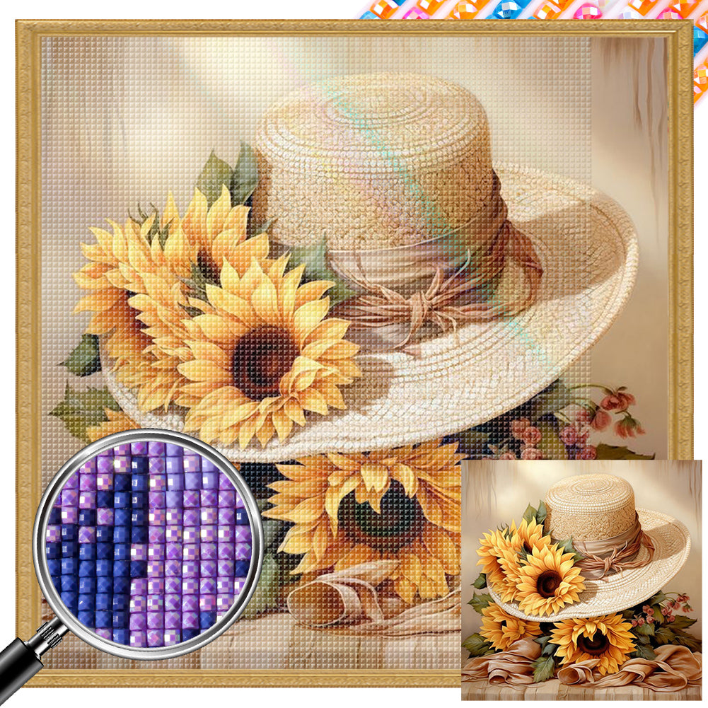 AB Diamond Painting - Full Square - Sunflower and straw hat (40*40CM)