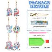 Load image into Gallery viewer, 6 PCS Diamond Art Keyring Colorful Pony Double Sided Diamond Painting Keychain
