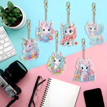 Load image into Gallery viewer, 6 PCS Diamond Art Keyring Colorful Pony Double Sided Diamond Painting Keychain
