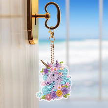 Load image into Gallery viewer, 6 PCS Diamond Art Keyring Colorful Pony Double Sided Diamond Painting Keychain
