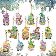 Load image into Gallery viewer, 12 PCS Double Sided Diamond Painting Art Keychain Pendant for Beginners (Gnome)
