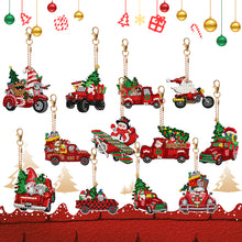 Load image into Gallery viewer, 12PCS Double Sided Diamond Painting Art Keychain Pendant for Beginner(Red Truck)
