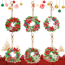 Load image into Gallery viewer, 6 PCS Double Sided Diamond Painting Art Keychain Pendant for Beginners (Wreath)
