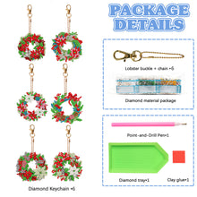 Load image into Gallery viewer, 6 PCS Double Sided Diamond Painting Art Keychain Pendant for Beginners (Wreath)
