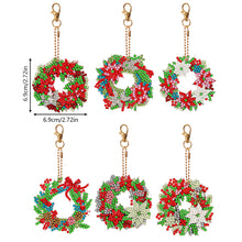 Load image into Gallery viewer, 6 PCS Double Sided Diamond Painting Art Keychain Pendant for Beginners (Wreath)
