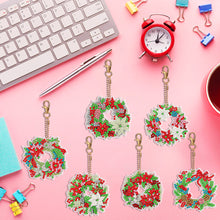 Load image into Gallery viewer, 6 PCS Double Sided Diamond Painting Art Keychain Pendant for Beginners (Wreath)
