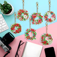 Load image into Gallery viewer, 6 PCS Double Sided Diamond Painting Art Keychain Pendant for Beginners (Wreath)
